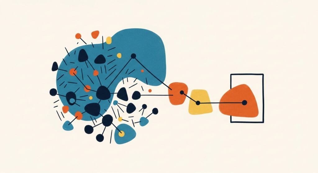 AI system analyzing user search intent and discovering high conversion keywords, identifying strategic search opportunities that connect user needs with business solutions