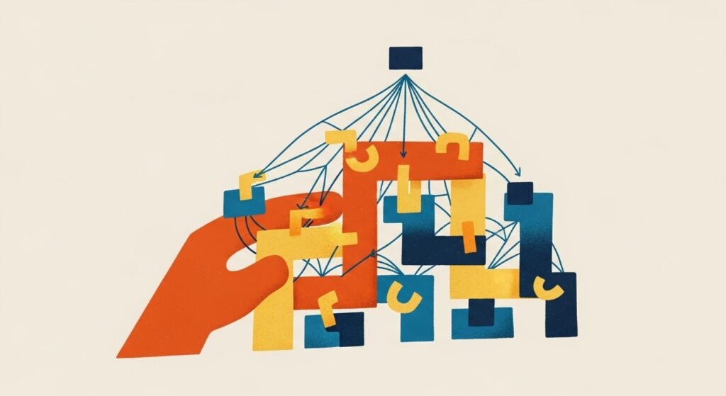 AI system designing trust structures for high-involvement customers, organizing expertise and information to guide long decision-making processes with confidence