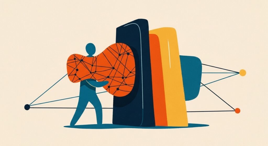 AI system analyzing market characteristics and entry barriers, structuring strategic trust conditions and persuasive pathways for successful market access