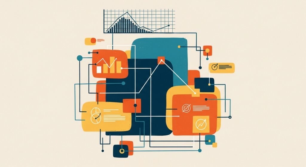 AI system analyzing asset utilization and profitability, optimizing usage rates and forecasting investment recovery through efficient operational strategies