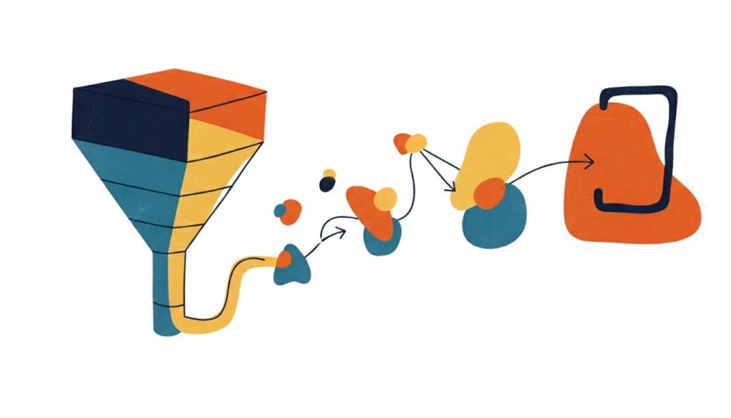 AI system structuring informational content that builds trust and guides visitors from knowledge discovery toward consultation and purchasing decisions