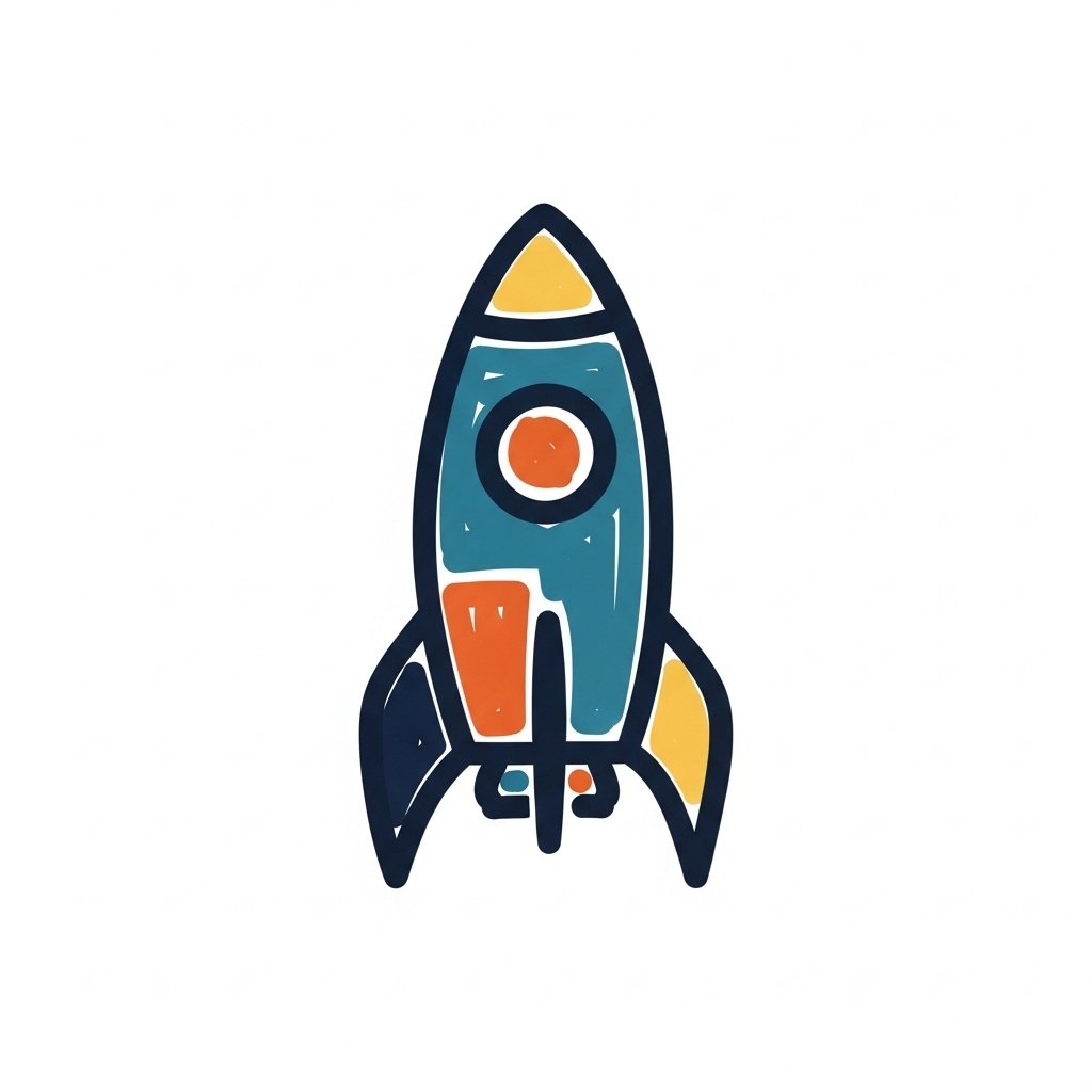 Minimalist icon of a rocket representing startup consulting, symbolizing growth, launch, and business acceleration