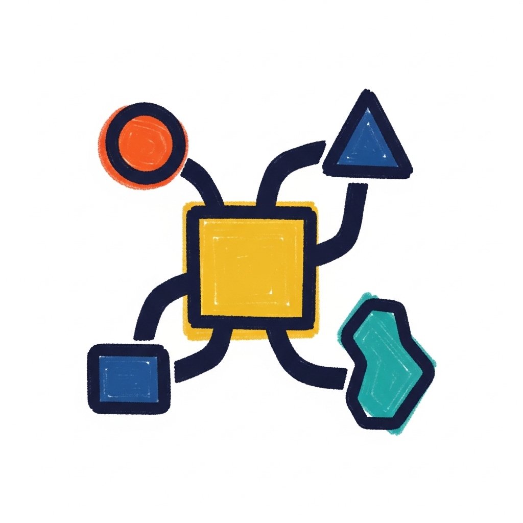 Minimalist icon representing online channel marketing, showing interconnected digital channels like social media, email, and web, symbolizing reach and engagement