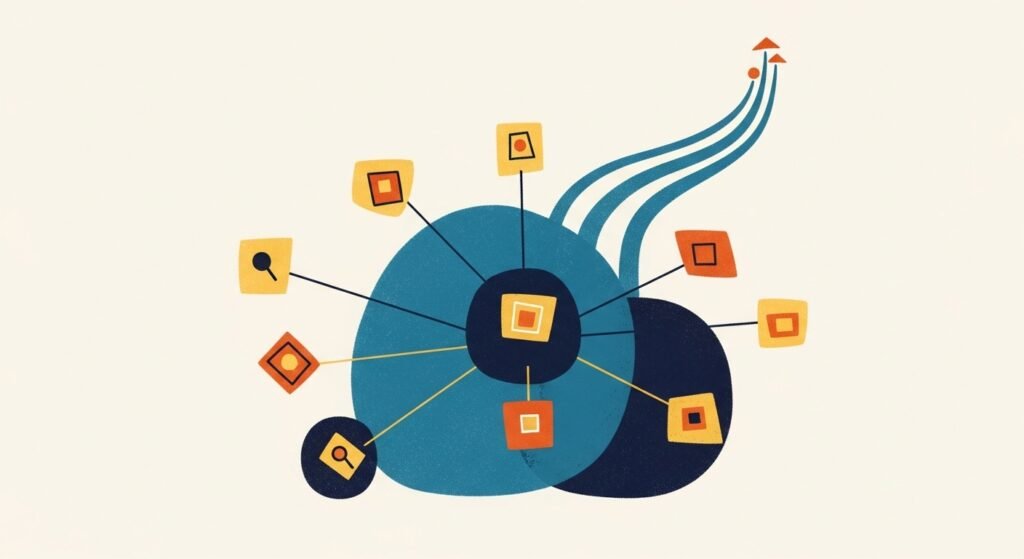 AI system designing platform specific SEO optimization strategies, analyzing search algorithms and structuring content to improve visibility and ranking across major search platforms